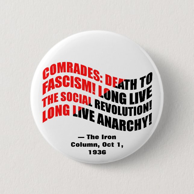 Iron Column Anti-Fascist Quote 6 Cm Round Badge (Front)