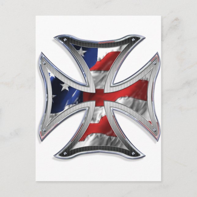 Iron Cross w/ American Flag Postcard (Front)