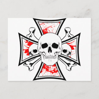 Iron Cross with Skulls and Cross Bones Postcard