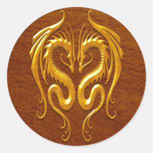 Iron Dragons, brown Classic Round Sticker