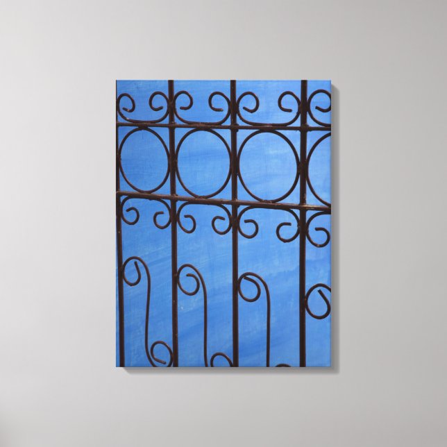 Iron gate pattern in blue, Cuba Canvas Print (Front)