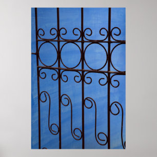Iron gate pattern in blue, Cuba Poster