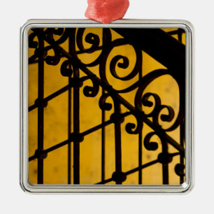 Iron gate pattern in yellow, Cuba Metal Tree Decoration