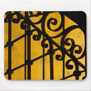 Iron gate pattern in yellow, Cuba Mouse Pad