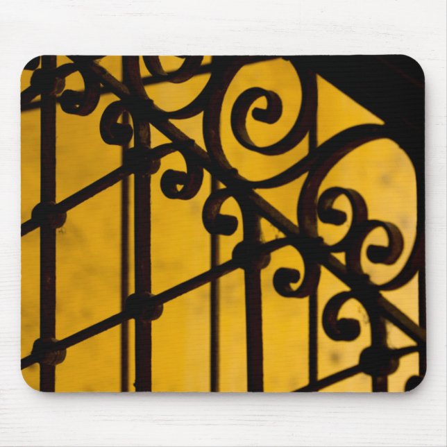 Iron gate pattern in yellow, Cuba Mouse Pad (Front)