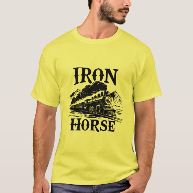 Iron Horse" Modern Western Locomotive T-Shirt (Front)