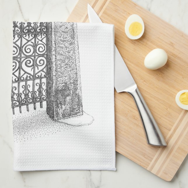 Iron Lion Gate Dish Towel (Quarter Fold)