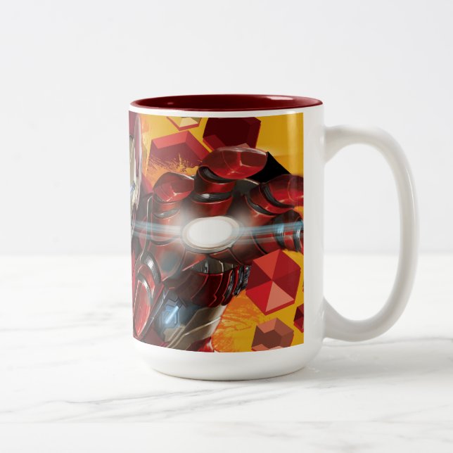 Iron Man Hexagonal Gem Graphic Two-Tone Coffee Mug (Right)