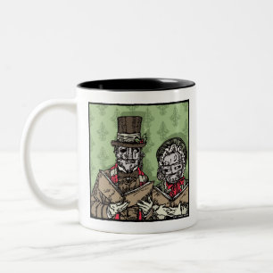 Iron Mask Carolers - Pop Goth Holiday Surreal Two-Tone Coffee Mug