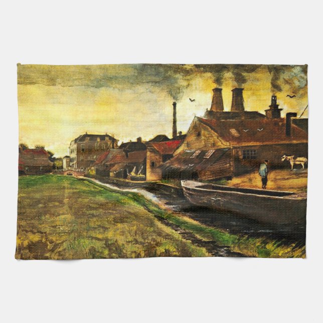 Iron Mill in The Hague by Vincent van Gogh Tea Towel (Horizontal)