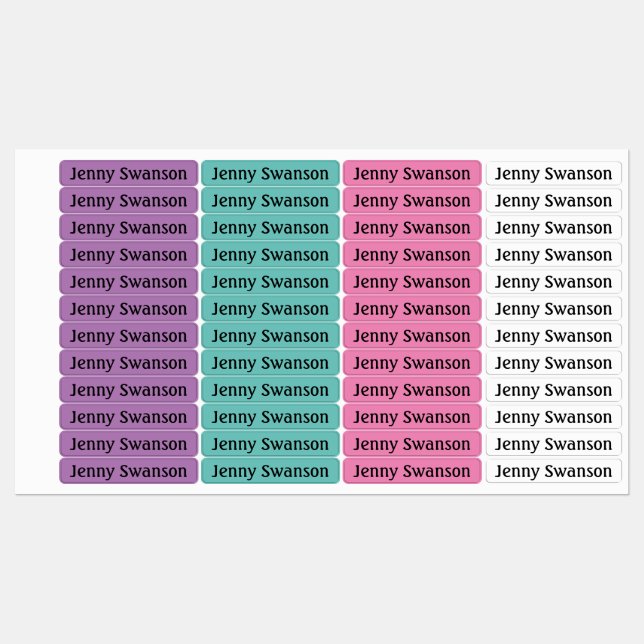 Iron On Girls Clothing Labels Pastels NAME (Sheet)