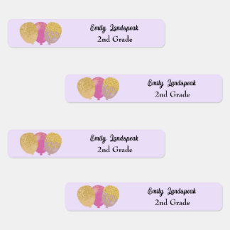 Iron on Pink Glitter Party Balloons Labels