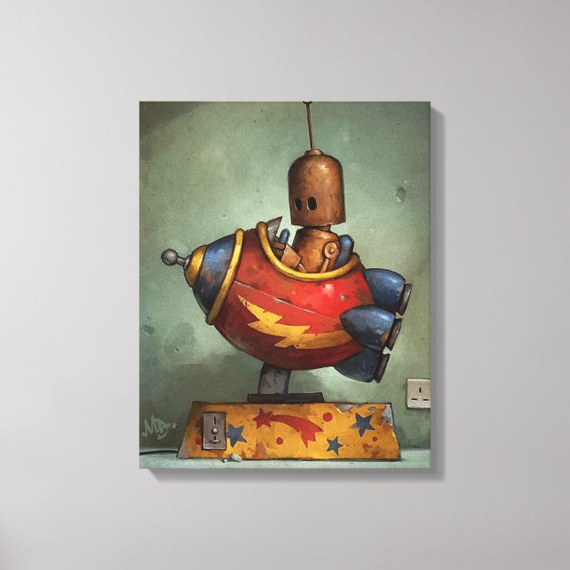 Iron robot Stretched Canvas Print (Front)
