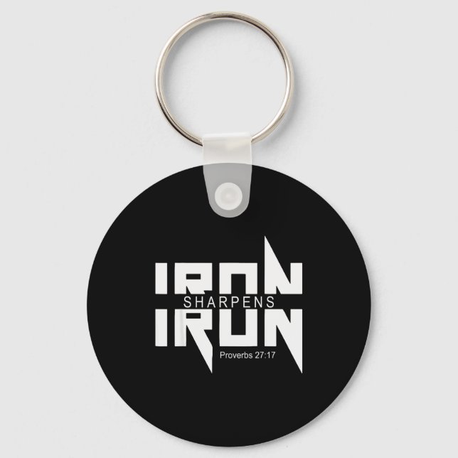 Iron Sharpens Iron Bible Jesus Faith Religious Chr Key Ring (Front)