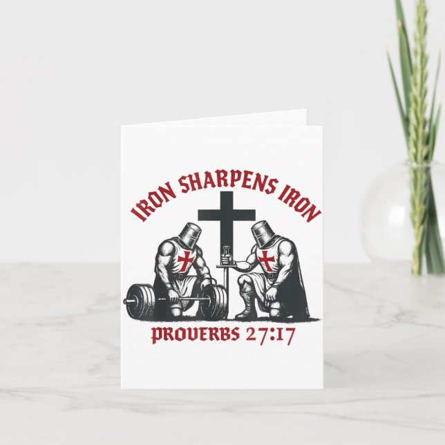 Iron Sharpens Iron Bible Scripture Christian Gym W Card (Front)