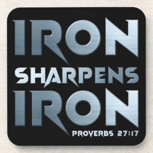 Iron Sharpens Iron – Christian Men & Women Proverb Coaster