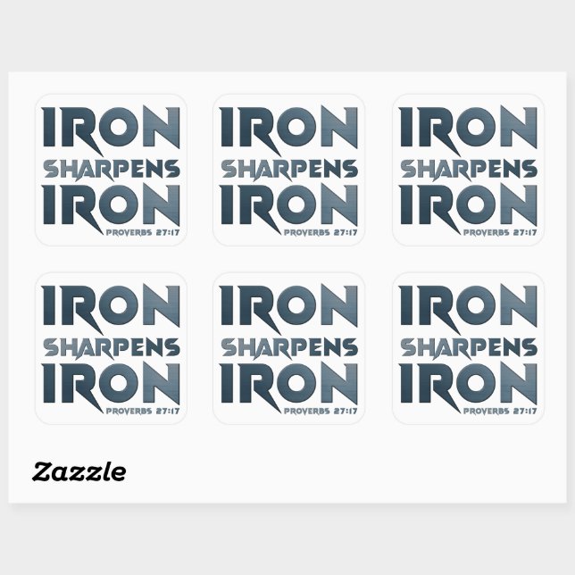 Iron Sharpens Iron – Christian Men & Women Proverb Square Sticker (Sheet)