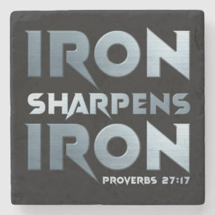 Iron Sharpens Iron – Christian Men & Women Proverb Stone Coaster