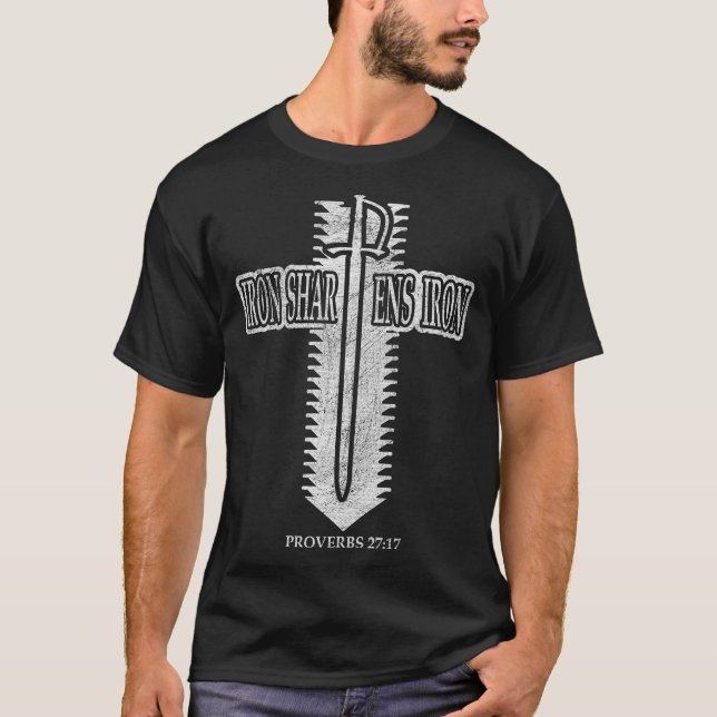 Iron Sharpens Iron Christian Phi Rho Design T-Shirt (Front)