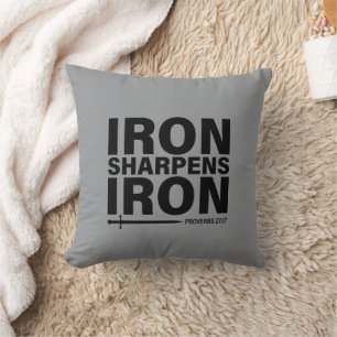 Iron Sharpens Iron Grey Throw Pillow