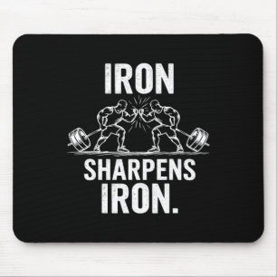 Iron Sharpens Iron - Gym Art Weightlifting Design Mouse Pad