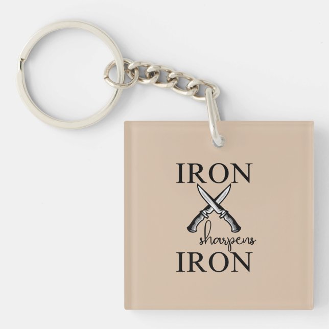 Iron sharpens Iron Knife Christian Key Ring (Front)