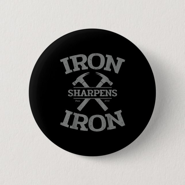 Iron Sharpens Iron Proverbs 27_17 Gym Workout Men  6 Cm Round Badge (Front)