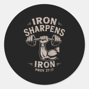 Iron Sharpens Iron Youth Christian Workout Gym Wei Classic Round Sticker