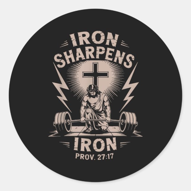 Iron Sharpens Iron Youth Christian Workout Gym Wei Classic Round Sticker (Front)