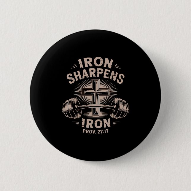 Iron Sharpens Iron Youth Funny Christian Workout G 6 Cm Round Badge (Front)