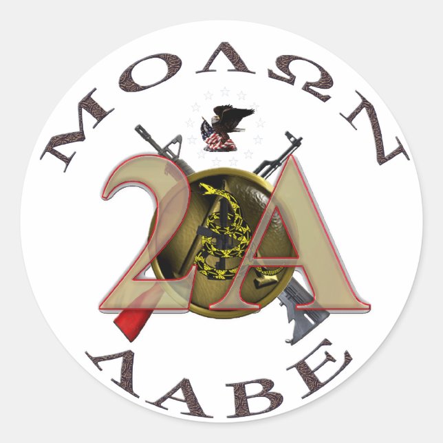 Iron Sights/Molon Labe Classic Round Sticker (Front)