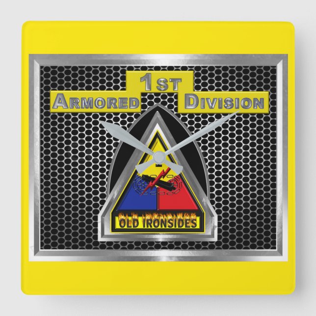 “Iron Soldiers” 1st Armored Division Square Wall Clock (Front)