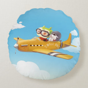 Iron T & Smile Pup: High Flying Adventure Round Cushion