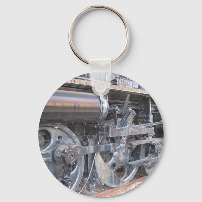 Iron Wheels of a Majestic Iron Horse Locomotive Key Ring (Front)