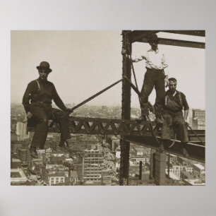 Iron Workers Vintage NYC Building Skyscraper Poster