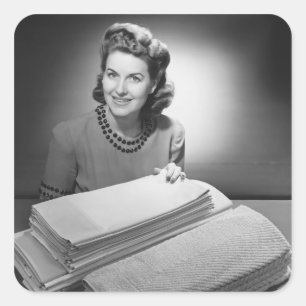 Ironed Linen and Towels Square Sticker