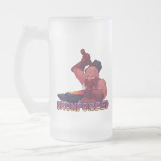 Ironforged Beer Drinker Frosted Glass Beer Mug