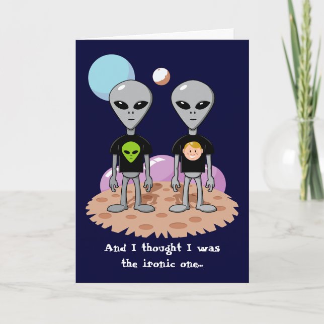 Ironic Alien Birthday Card (Front)