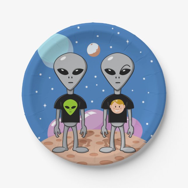 Ironic Aliens Paper Plate (Front)