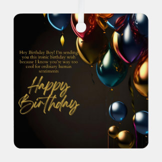 Ironic Birthday Boy Metal Tree Decoration