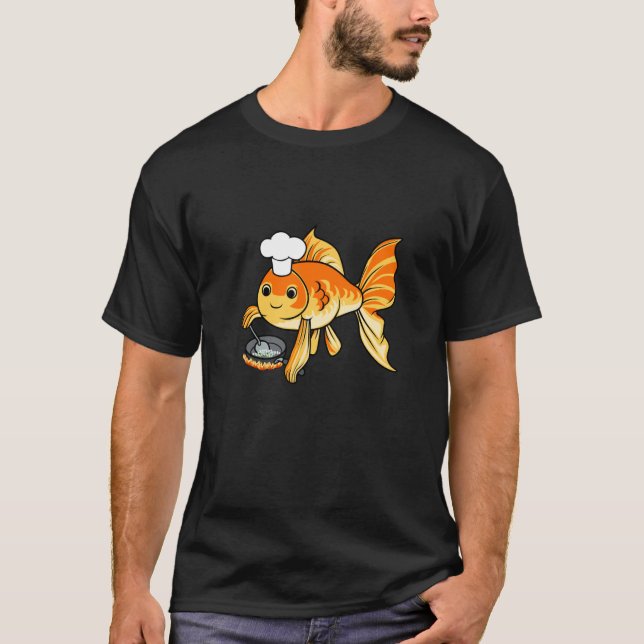 Ironic Goldfish Chef Cooking Aquaristics T-Shirt (Front)
