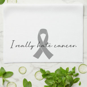 Ironic I Really Hate Cancer Any Colour Ribbon Tea Towel