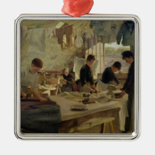 Ironing Workshop in Trouville, 1888 Metal Tree Decoration