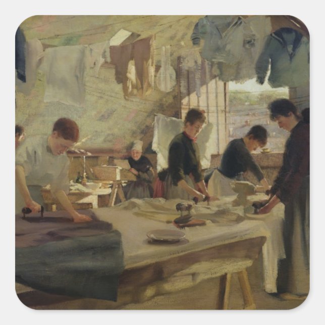 Ironing Workshop in Trouville, 1888 Square Sticker (Front)