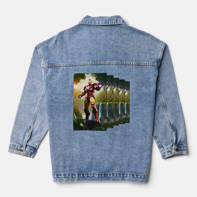 Ironman Printed Casual Denim Jacket (Back)
