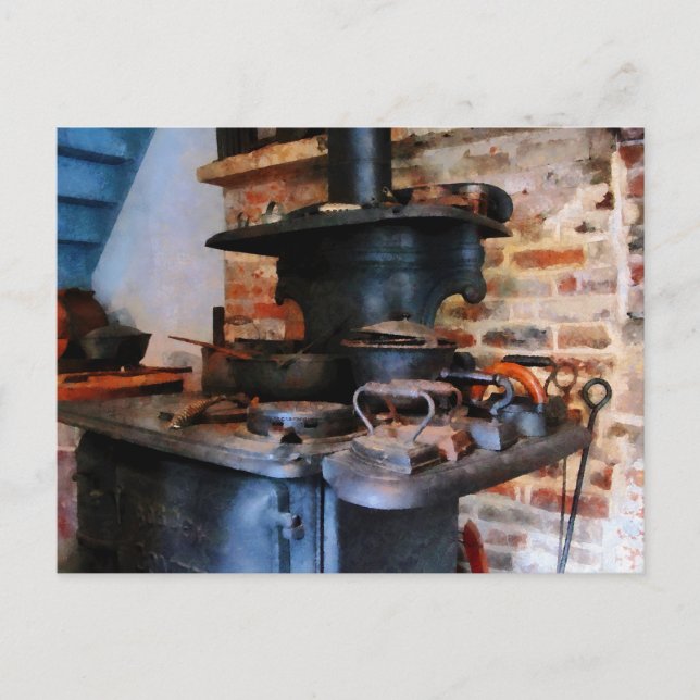 Irons Heating on Stove Postcard (Front)
