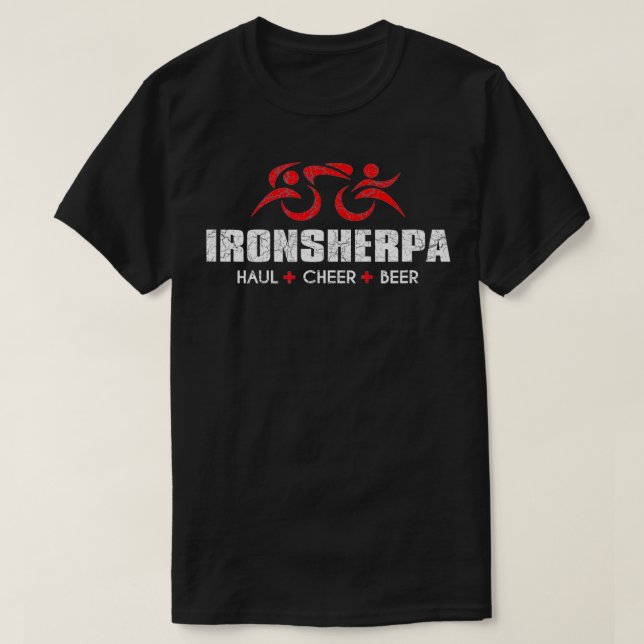 IRONSHERPA Tri Sherpa Triathlon Inspired Haul Chee T-Shirt (Design Front)
