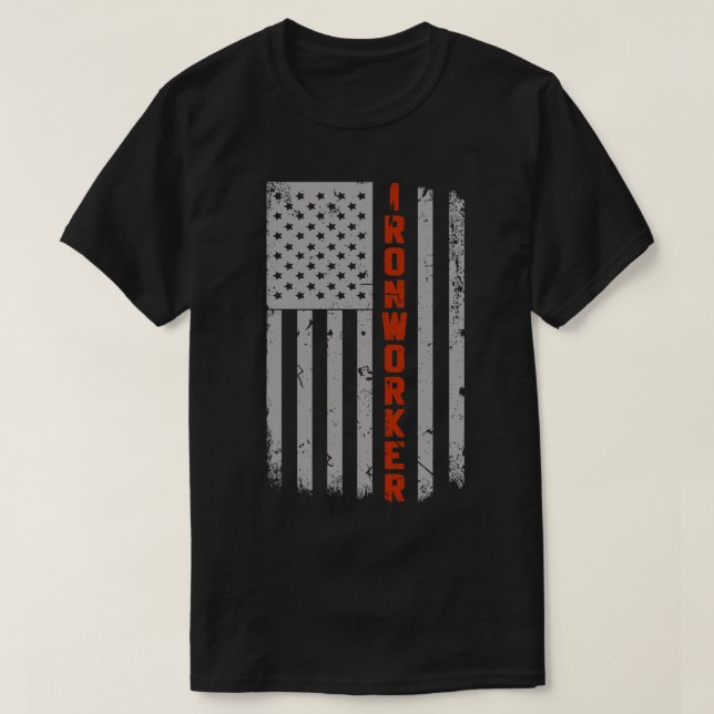 Ironworker American Flag Pride T-Shirt (Design Front)