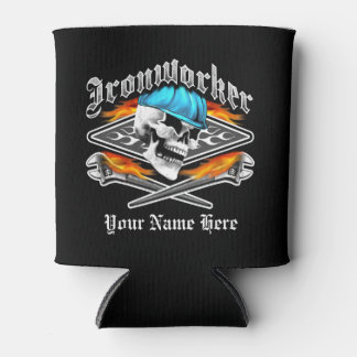 Ironworker Skull and Spud Wrenches Can Cooler