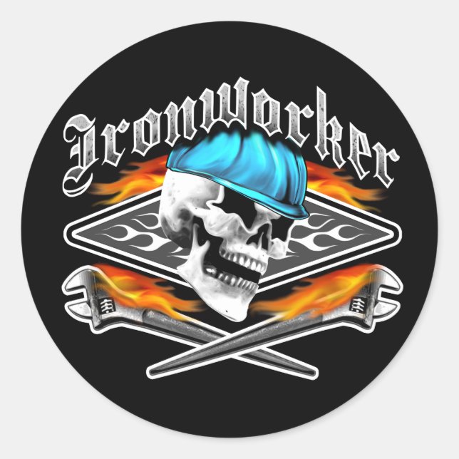 Ironworker Skull and Spud Wrenches Classic Round Sticker (Front)